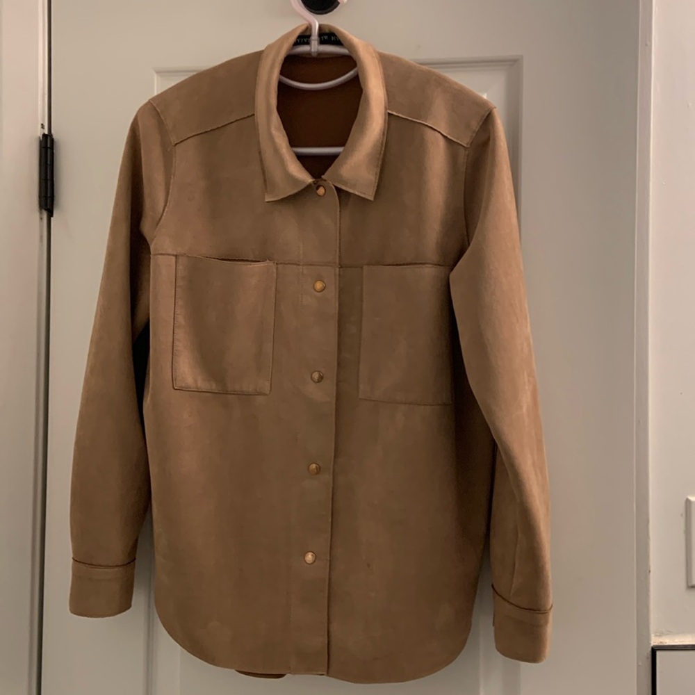 Faux suede like materiall shirt camel Color